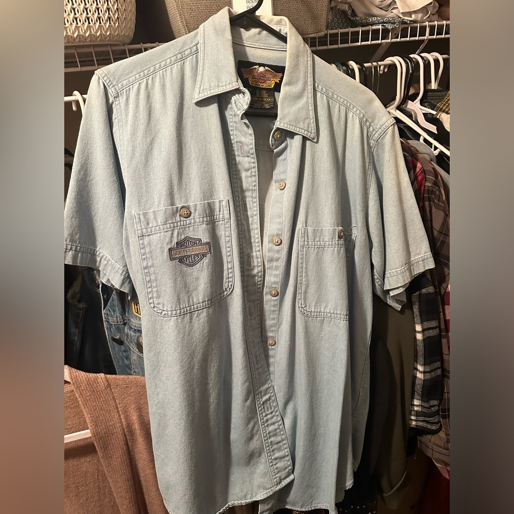Vintage women’s large jean button up